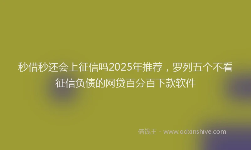 秒借秒还会上征信吗2025年推荐，罗列五个不看征信负债的网贷百分百下款软件