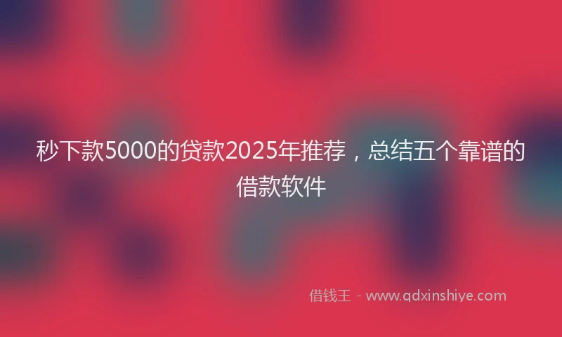 秒下款5000的贷款2025年推荐，总结五个靠谱的借款软件