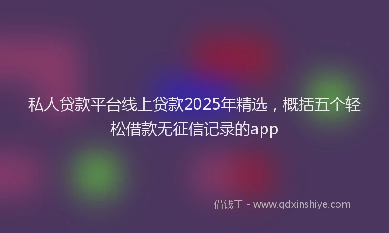 私人贷款平台线上贷款2025年精选，概括五个轻松借款无征信记录的app