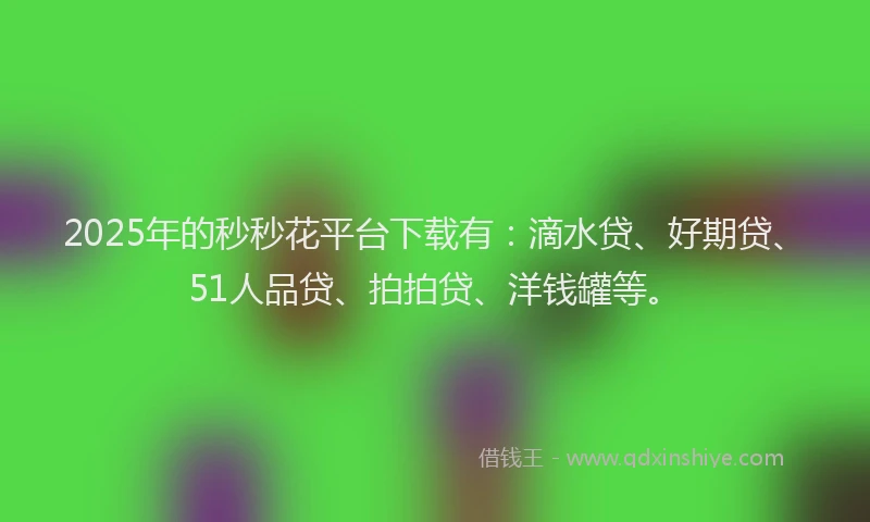 2025年的秒秒花平台下载有：滴水贷、好期贷、51人品贷、拍拍贷、洋钱罐等。