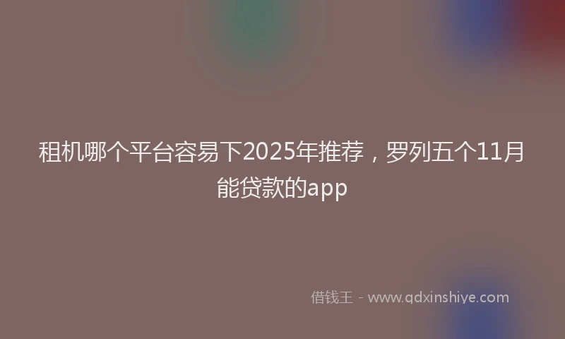 租机哪个平台容易下2025年推荐，罗列五个11月能贷款的app