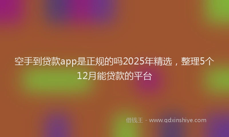空手到贷款app是正规的吗2025年精选，整理5个12月能贷款的平台