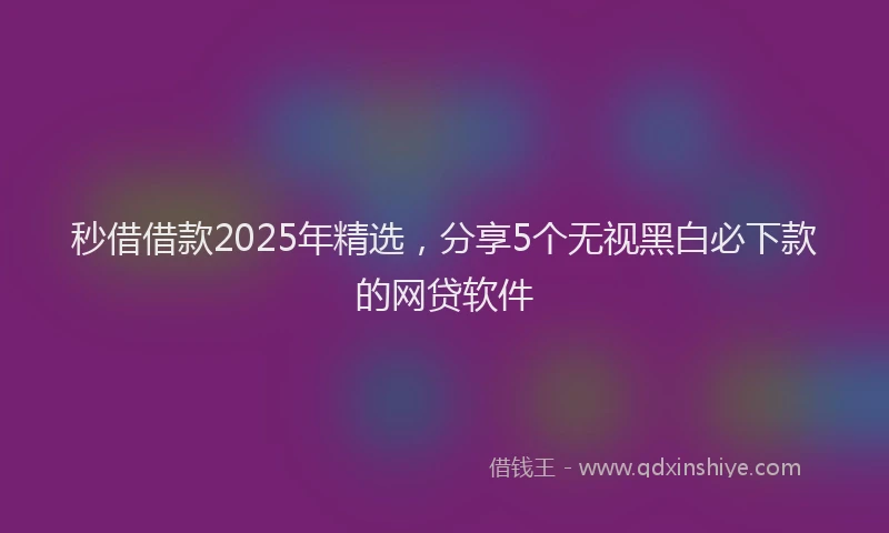 秒借借款2025年精选，分享5个无视黑白必下款的网贷软件