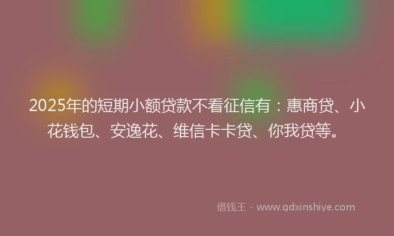 2025年的短期小额贷款不看征信有：惠商贷、小花钱包、安逸花、维信卡卡贷、你我贷等。