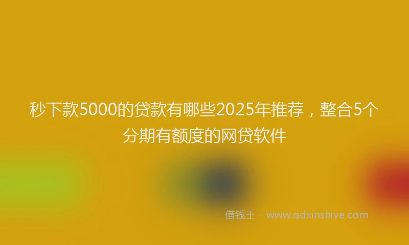 秒下款5000的贷款有哪些2025年推荐，整合5个分期有额度的网贷软件