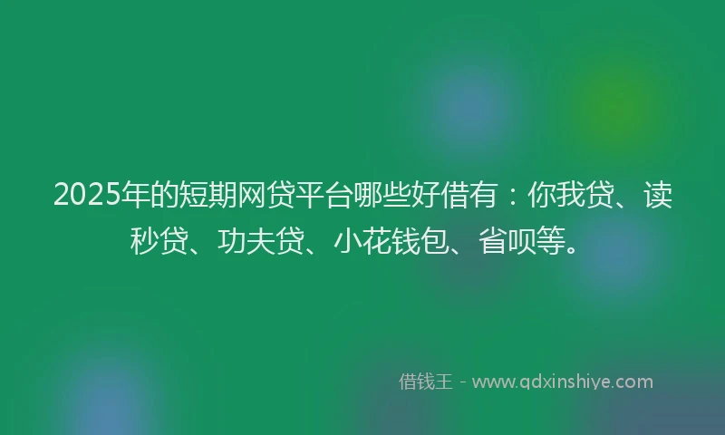 2025年的短期网贷平台哪些好借有：你我贷、读秒贷、功夫贷、小花钱包、省呗等。
