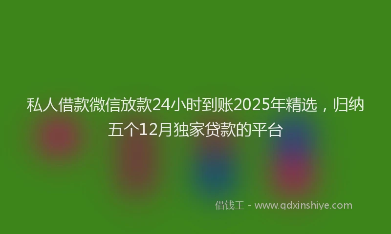 私人借款微信放款24小时到账2025年精选，归纳五个12月独家贷款的平台