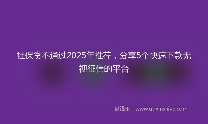 社保贷不通过2025年推荐，分享5个快速下款无视征信的平台