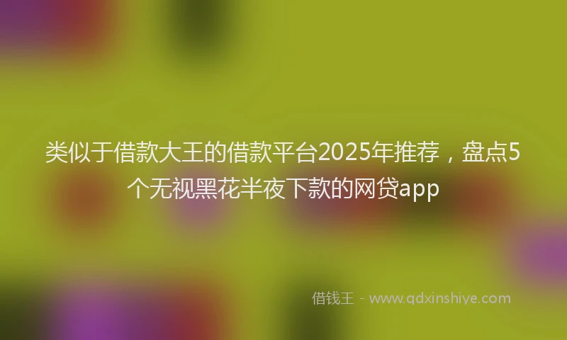 类似于借款大王的借款平台2025年推荐，盘点5个无视黑花半夜下款的网贷app