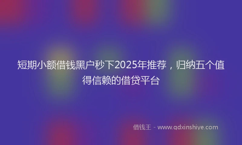 短期小额借钱黑户秒下2025年推荐，归纳五个值得信赖的借贷平台