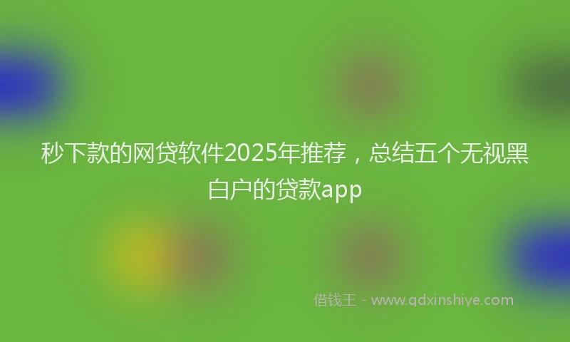 秒下款的网贷软件2025年推荐，总结五个无视黑白户的贷款app