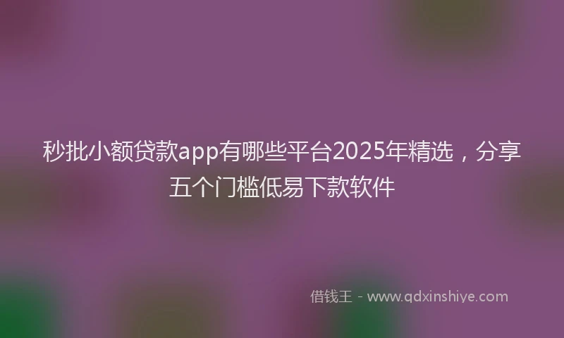秒批小额贷款app有哪些平台2025年精选，分享五个门槛低易下款软件