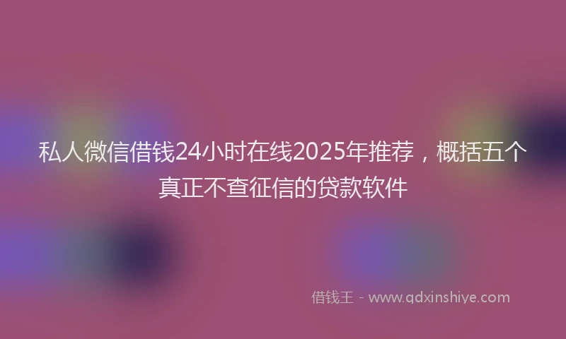 私人微信借钱24小时在线2025年推荐，概括五个真正不查征信的贷款软件