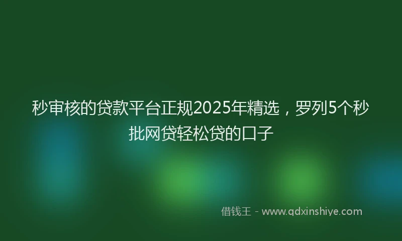 秒审核的贷款平台正规2025年精选，罗列5个秒批网贷轻松贷的口子
