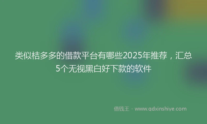 类似桔多多的借款平台有哪些2025年推荐，汇总5个无视黑白好下款的软件