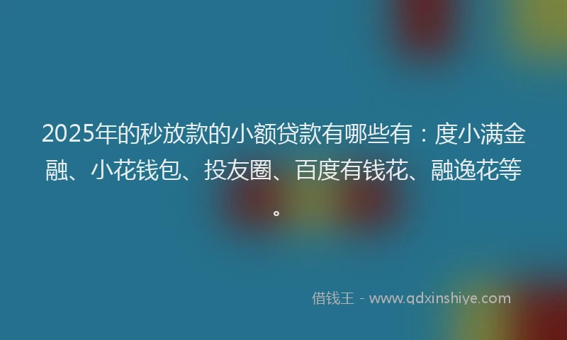 2025年的秒放款的小额贷款有哪些有：度小满金融、小花钱包、投友圈、百度有钱花、融逸花等。