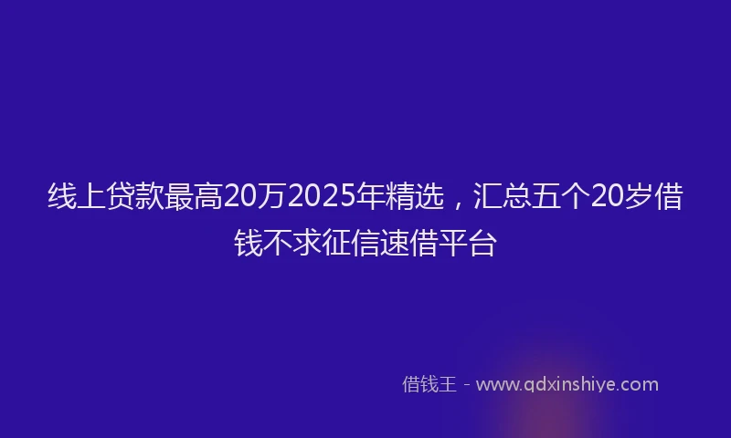 线上贷款最高20万2025年精选，汇总五个20岁借钱不求征信速借平台