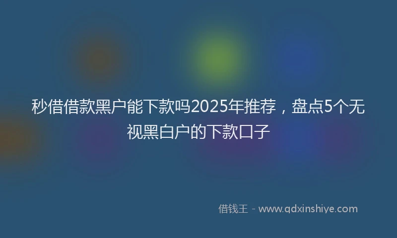 秒借借款黑户能下款吗2025年推荐，盘点5个无视黑白户的下款口子