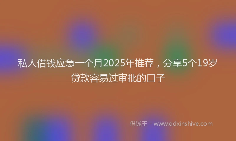 私人借钱应急一个月2025年推荐，分享5个19岁贷款容易过审批的口子