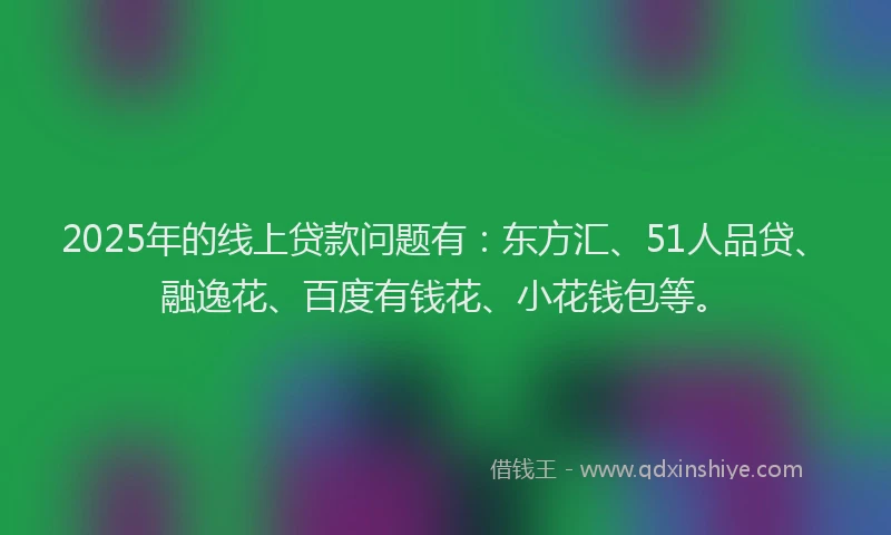 2025年的线上贷款问题有：东方汇、51人品贷、融逸花、百度有钱花、小花钱包等。