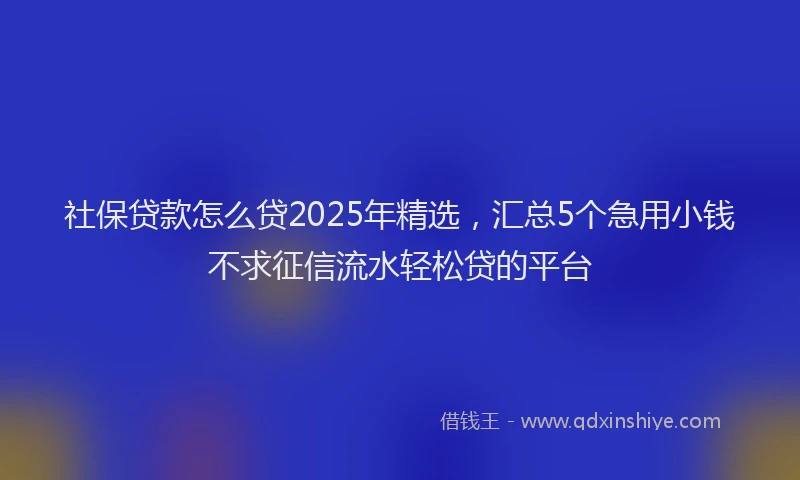 社保贷款怎么贷2025年精选，汇总5个急用小钱不求征信流水轻松贷的平台