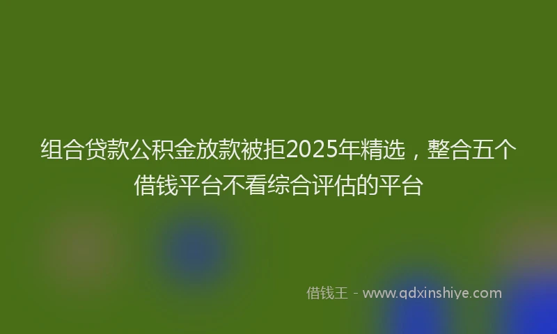 组合贷款公积金放款被拒2025年精选，整合五个借钱平台不看综合评估的平台