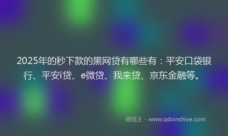 2025年的秒下款的黑网贷有哪些有：平安口袋银行、平安i贷、e微贷、我来贷、京东金融等。