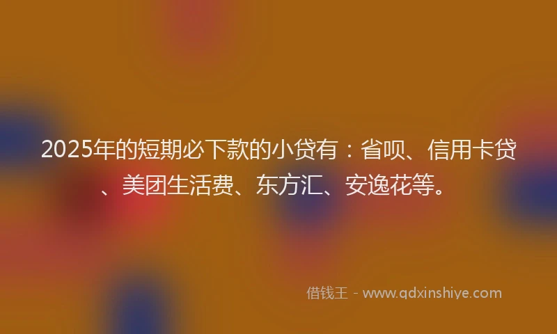2025年的短期必下款的小贷有：省呗、信用卡贷、美团生活费、东方汇、安逸花等。