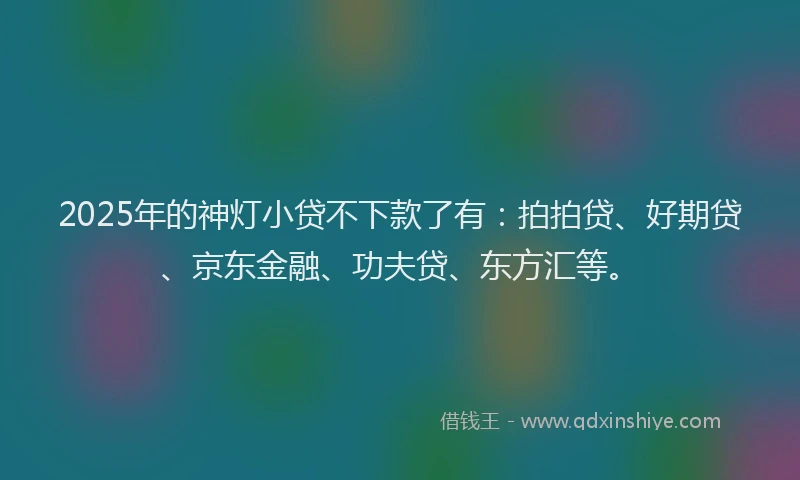 2025年的神灯小贷不下款了有：拍拍贷、好期贷、京东金融、功夫贷、东方汇等。