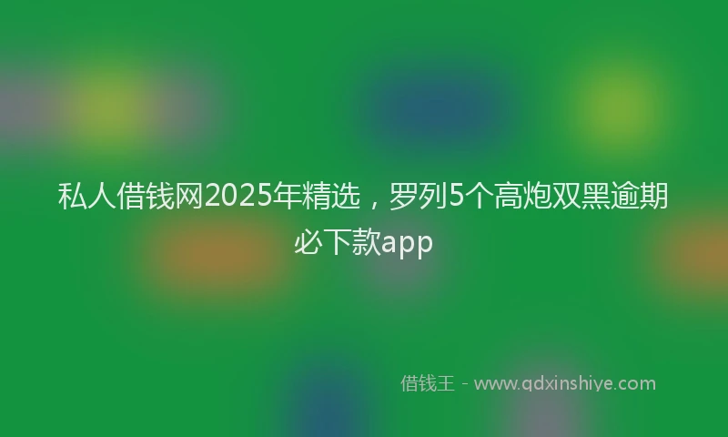 私人借钱网2025年精选，罗列5个高炮双黑逾期必下款app