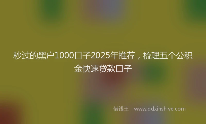 秒过的黑户1000口子2025年推荐，梳理五个公积金快速贷款口子