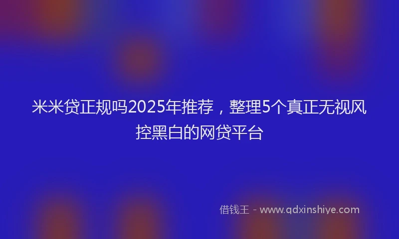 米米贷正规吗2025年推荐，整理5个真正无视风控黑白的网贷平台