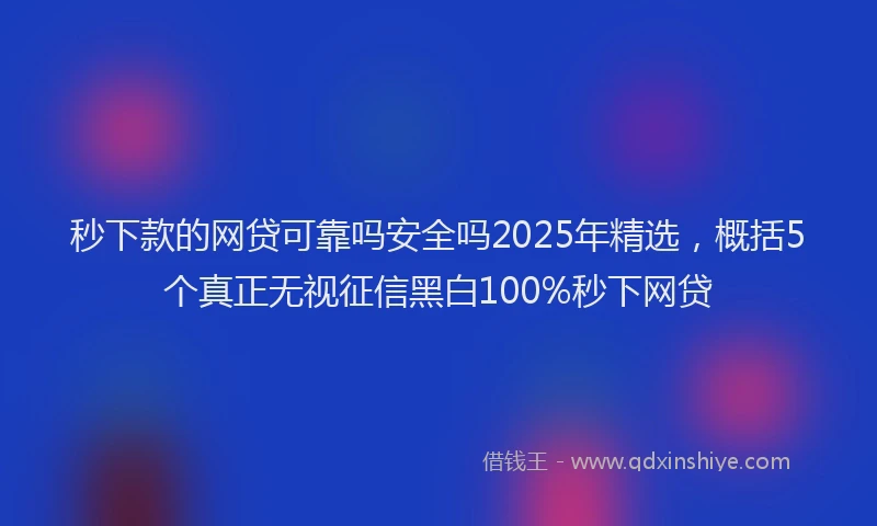 秒下款的网贷可靠吗安全吗2025年精选，概括5个真正无视征信黑白100%秒下网贷