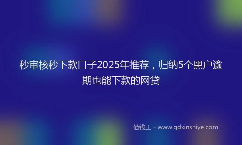 秒审核秒下款口子2025年推荐，归纳5个黑户逾期也能下款的网贷