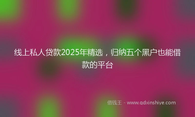 线上私人贷款2025年精选，归纳五个黑户也能借款的平台