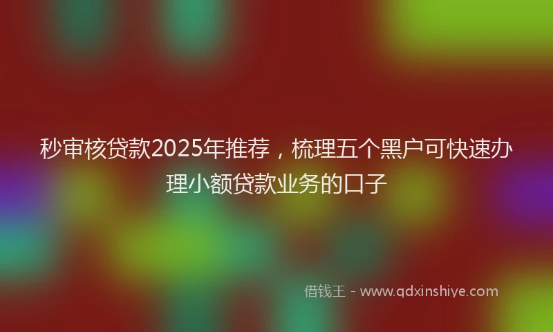 秒审核贷款2025年推荐，梳理五个黑户可快速办理小额贷款业务的口子