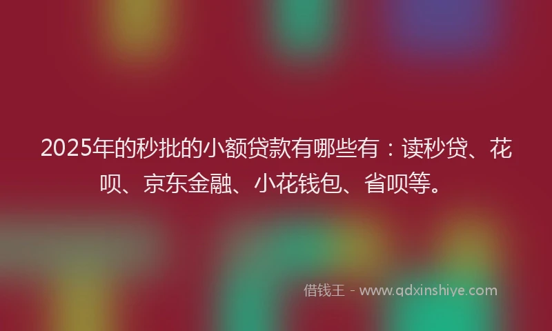 2025年的秒批的小额贷款有哪些有：读秒贷、花呗、京东金融、小花钱包、省呗等。