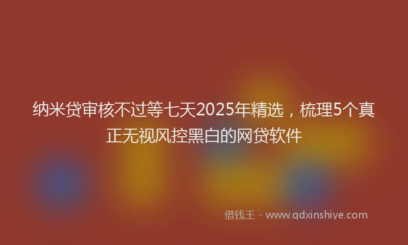 纳米贷审核不过等七天2025年精选，梳理5个真正无视风控黑白的网贷软件