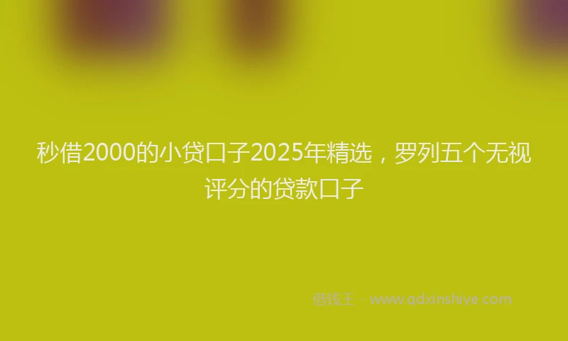 秒借2000的小贷口子2025年精选，罗列五个无视评分的贷款口子