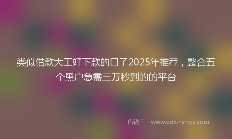 类似借款大王好下款的口子2025年推荐，整合五个黑户急需三万秒到的的平台