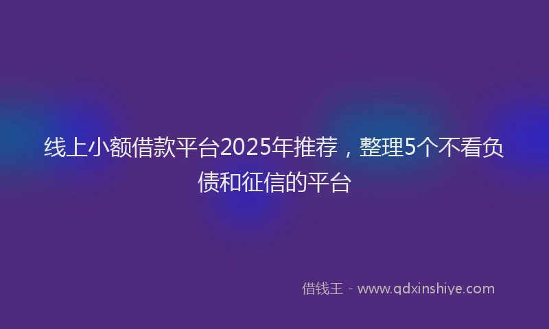 线上小额借款平台2025年推荐，整理5个不看负债和征信的平台