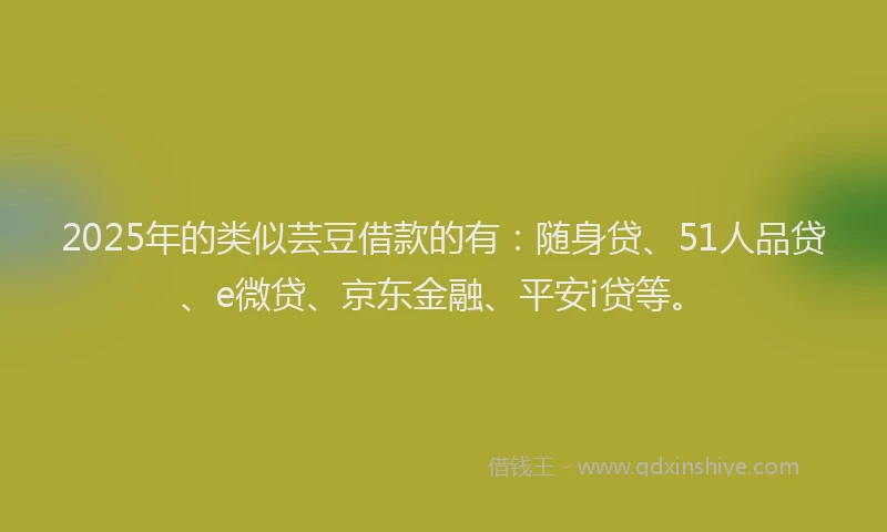 2025年的类似芸豆借款的有：随身贷、51人品贷、e微贷、京东金融、平安i贷等。