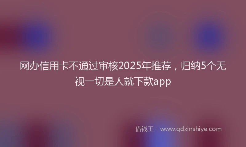 网办信用卡不通过审核2025年推荐，归纳5个无视一切是人就下款app