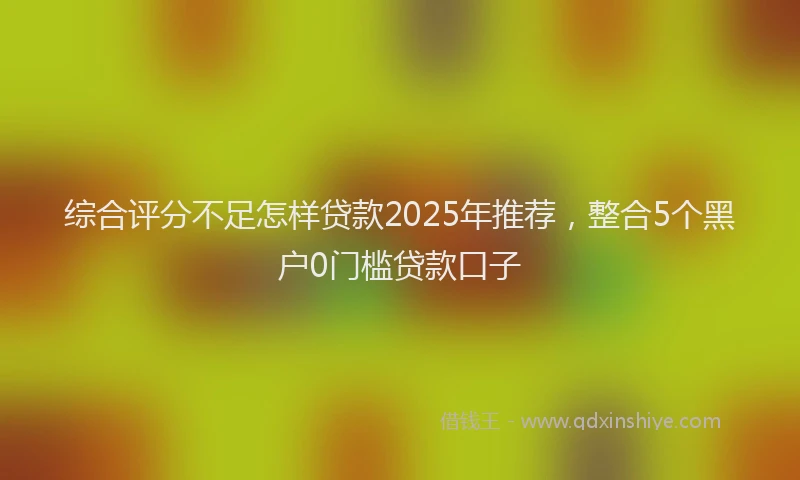 综合评分不足怎样贷款2025年推荐，整合5个黑户0门槛贷款口子