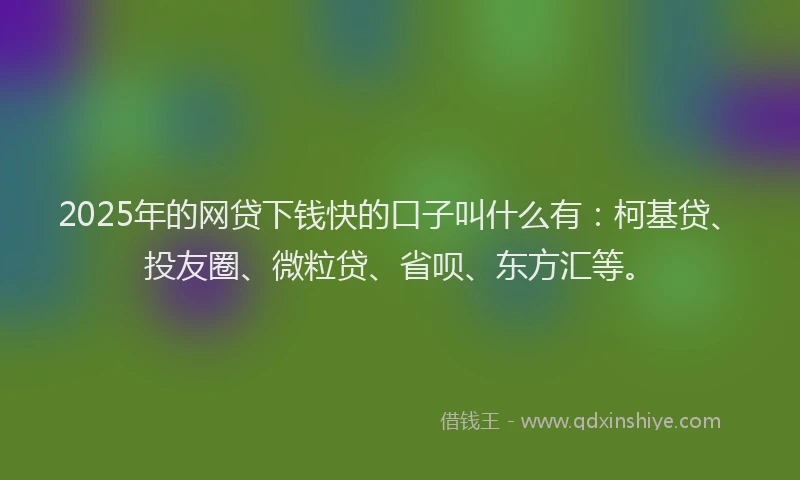 2025年的网贷下钱快的口子叫什么有：柯基贷、投友圈、微粒贷、省呗、东方汇等。