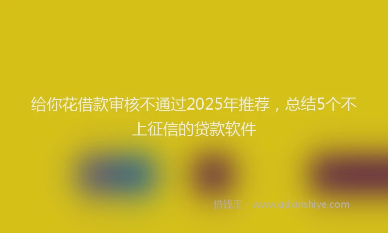 给你花借款审核不通过2025年推荐，总结5个不上征信的贷款软件