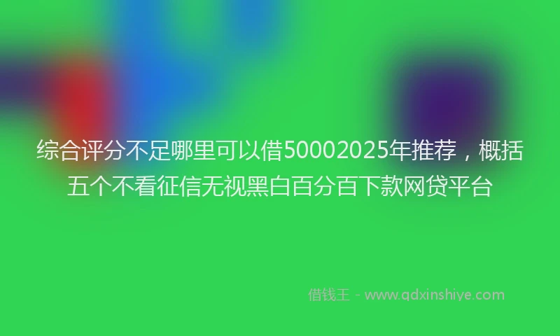 综合评分不足哪里可以借50002025年推荐，概括五个不看征信无视黑白百分百下款网贷平台