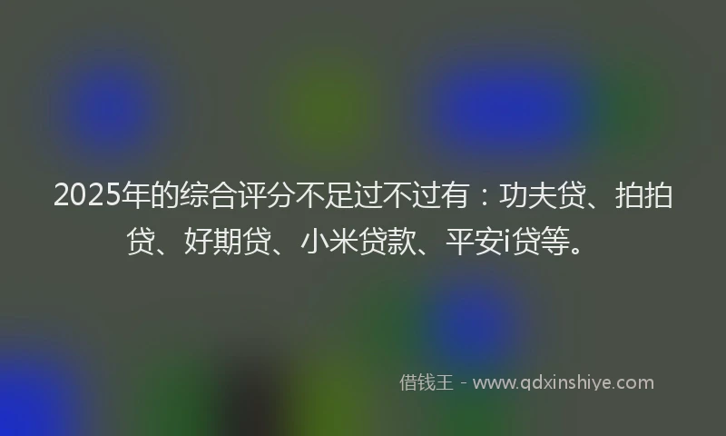 2025年的综合评分不足过不过有：功夫贷、拍拍贷、好期贷、小米贷款、平安i贷等。