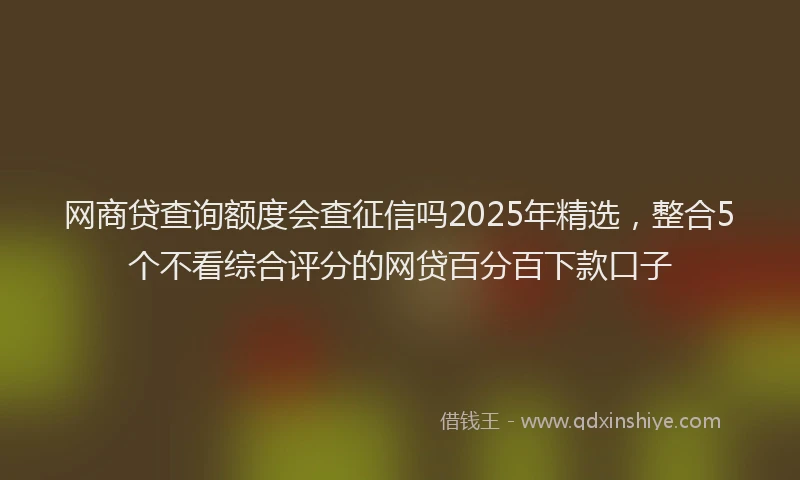 网商贷查询额度会查征信吗2025年精选，整合5个不看综合评分的网贷百分百下款口子