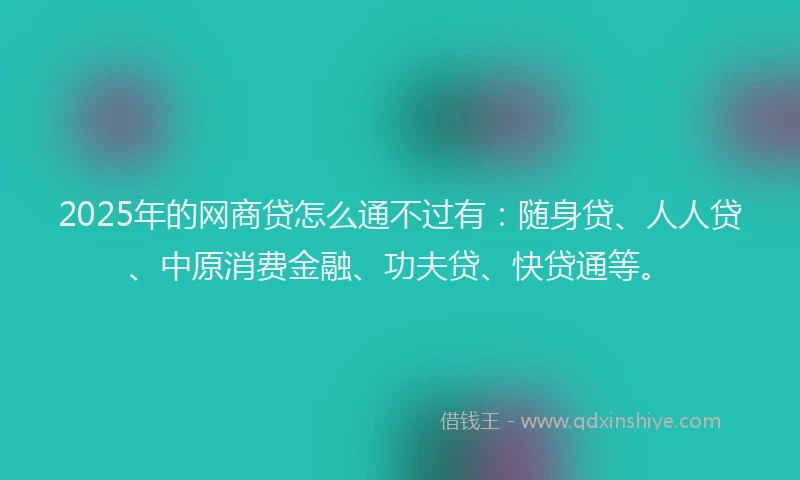 2025年的网商贷怎么通不过有：随身贷、人人贷、中原消费金融、功夫贷、快贷通等。